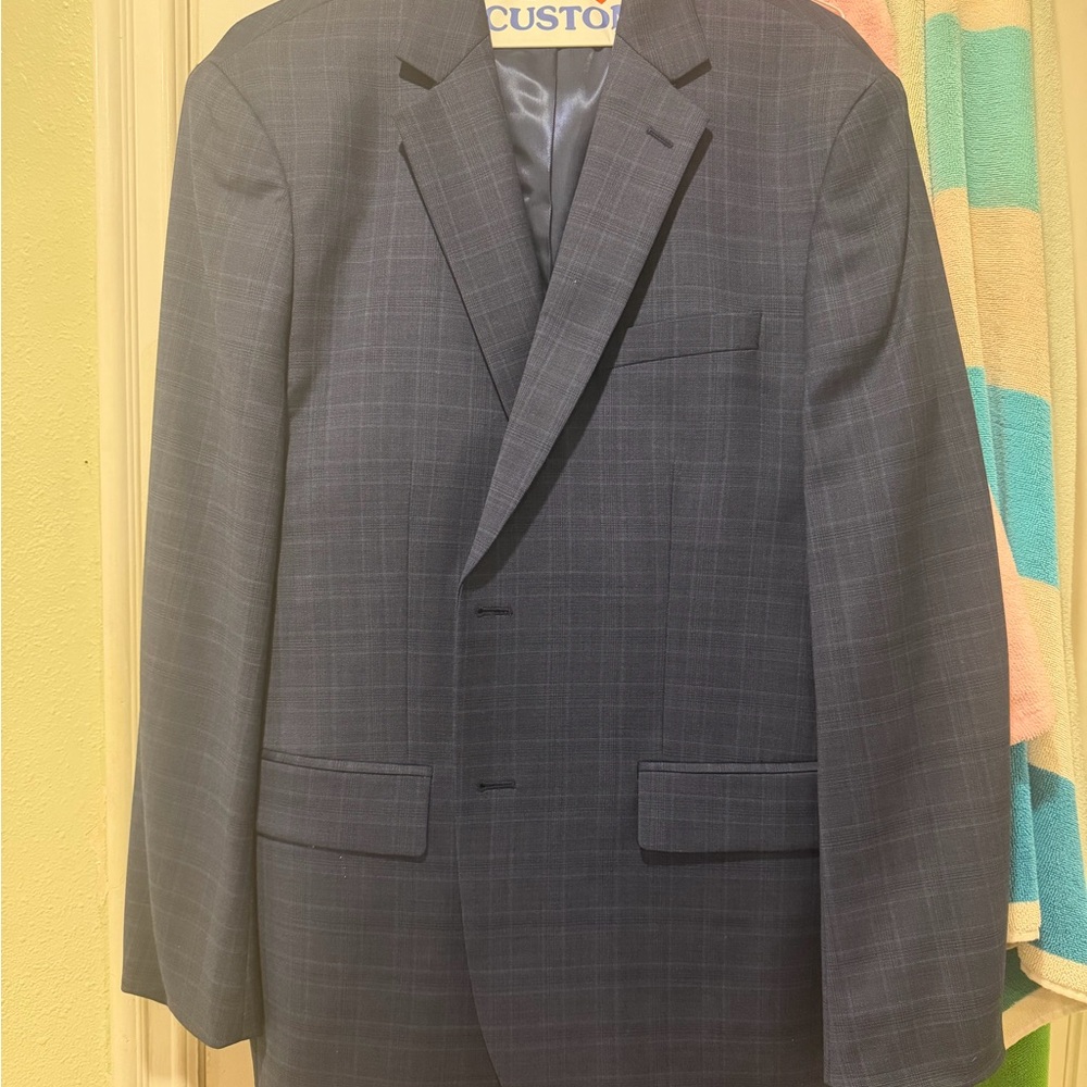 Classic Windowpane Navy Single-Breasted Suit set